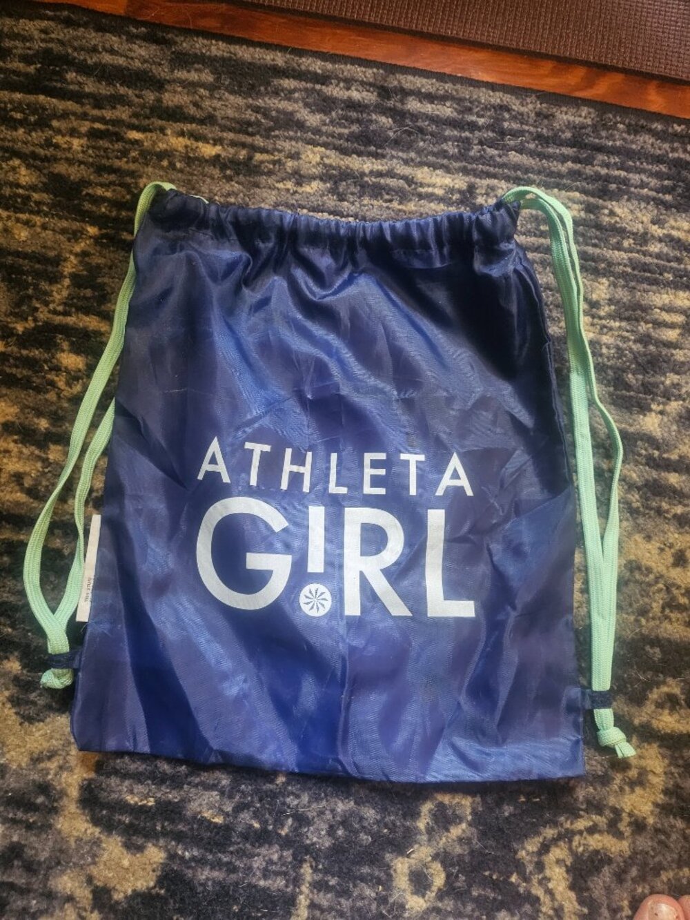 Athleta Girl Backpack Blue Neon Drawstring Bag Dance Cheer Poms Ballet Class